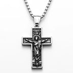 Cross Jesus Pendant Necklace — Stainless Steel