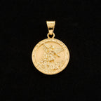 1pc Catholic Angel Michael Gold color round pendant For Men Women Punk 316L Stainless Steel Knight Saint Michael Jewelry Gifts