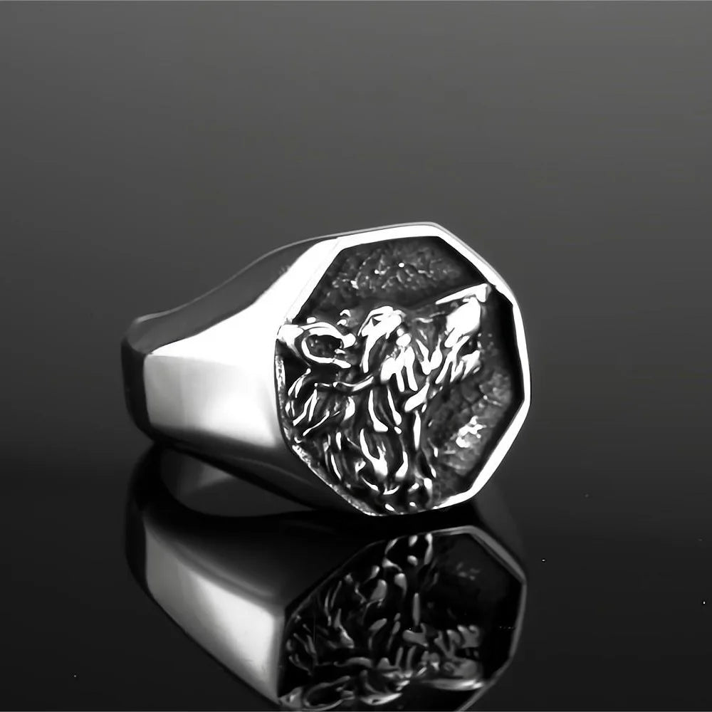 Vintage Viking Rings for Men Stainless Steel Nordic Warrior Shield Viking Rune Ring Fashion Amulet Jewelry Gift