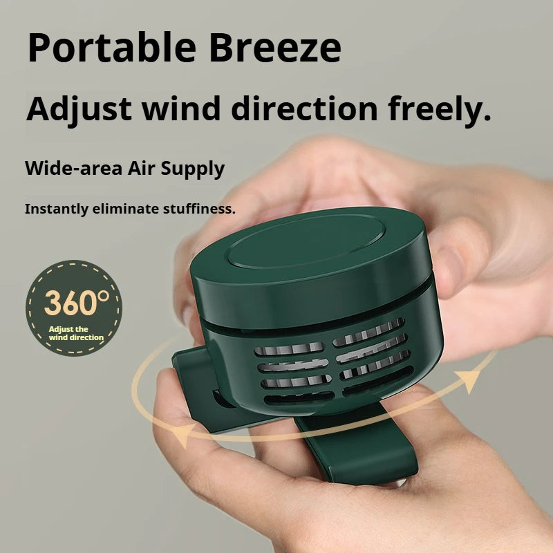 Portable Clip-on Bladeless Mini Fan, 3-Speed Rechargeable Personal Cooling Fan for Travel, Office, Outdoor, Sports