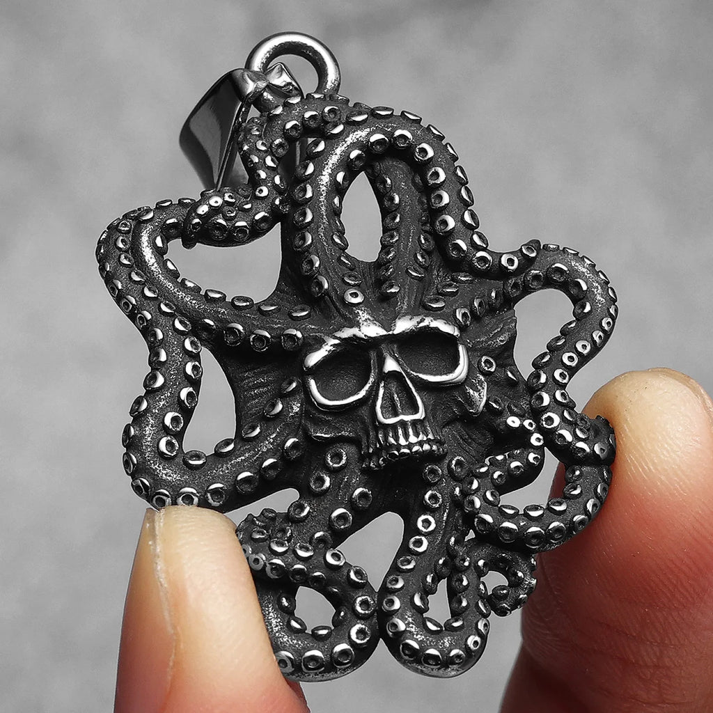 Skull Octopus Tentacles Men Necklace With Pendant Stainless Steel Jewelry for Male Women Punk Hip Hop Accessories Gift Wholesale