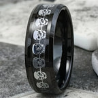 Red Personalized Couple Tungsten Carbide Ring with Spider Pattern Dome Edge,Comfortable Fit, Fashionable Daily Item,Wedding Ring