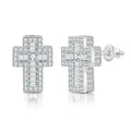 Luxury Punk Cross Earrings for Men Iced Out Zirconia Hiphop Stud Earring Gold Color Women's Accessories Fashion Jewellery