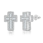 Luxury Punk Cross Earrings for Men Iced Out Zirconia Hiphop Stud Earring Gold Color Women's Accessories Fashion Jewellery
