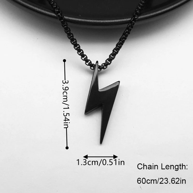 1PC Fashion Simple Stainless Steel Geometic Lightning Necklace for Men Jewelry Birthday Gift for Him