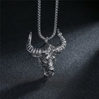 Punk Bull Buffalo Skull Pendant Necklace For Cool Men Women Stainless Steel Long Chain Necklace Party Gift Hip Hop Jewelry