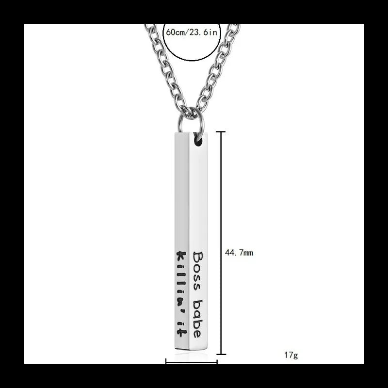 Minimal Long Pendant Necklace — Stainless