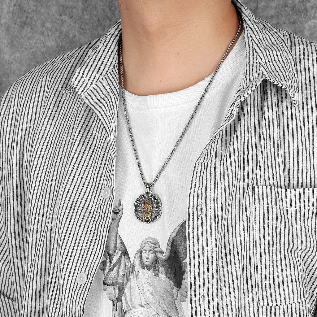 St. Christopher Pendant Necklace Stainless Steel