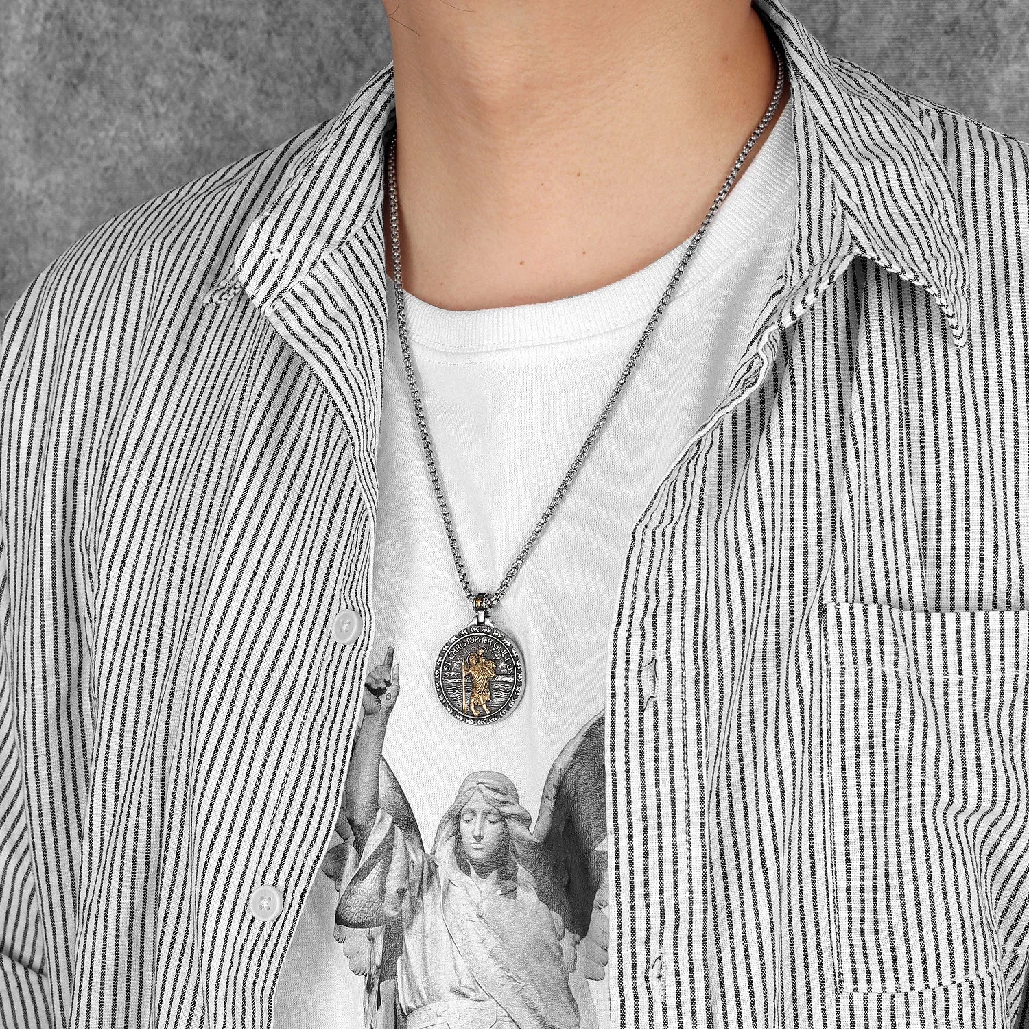 St. Christopher Pendant Necklace Stainless Steel