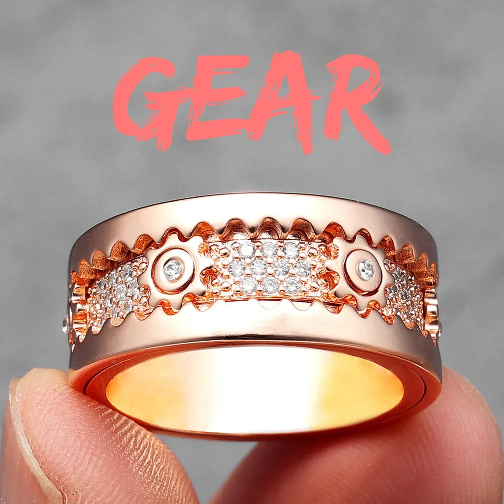 Fidget Spinner Gemstone Ring — Stainless Steel
