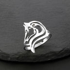 Hollow Geometric Animal Head Adjustable Ring — Stainless Steel