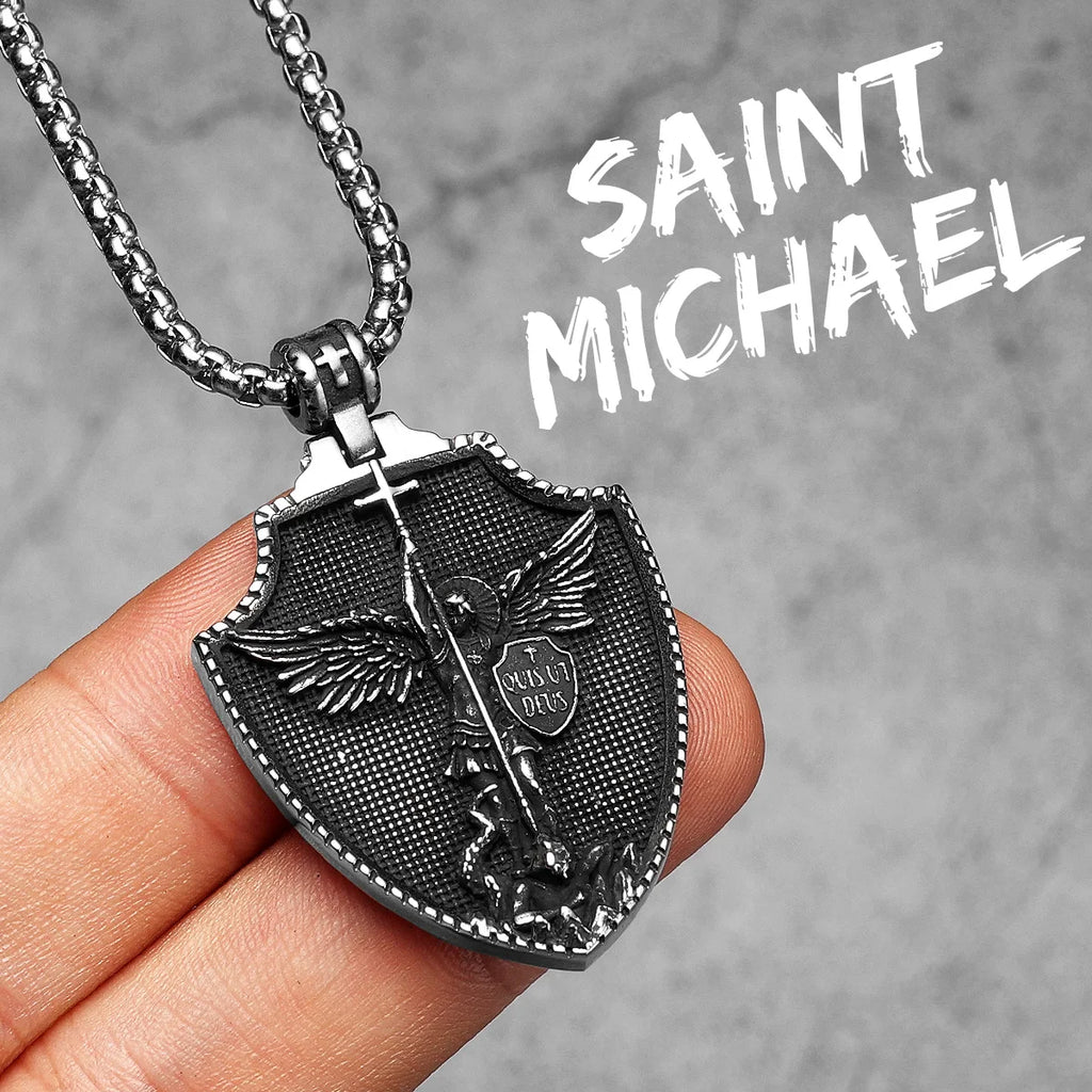 Archangel Michael Pendant Necklace Stainless Steel