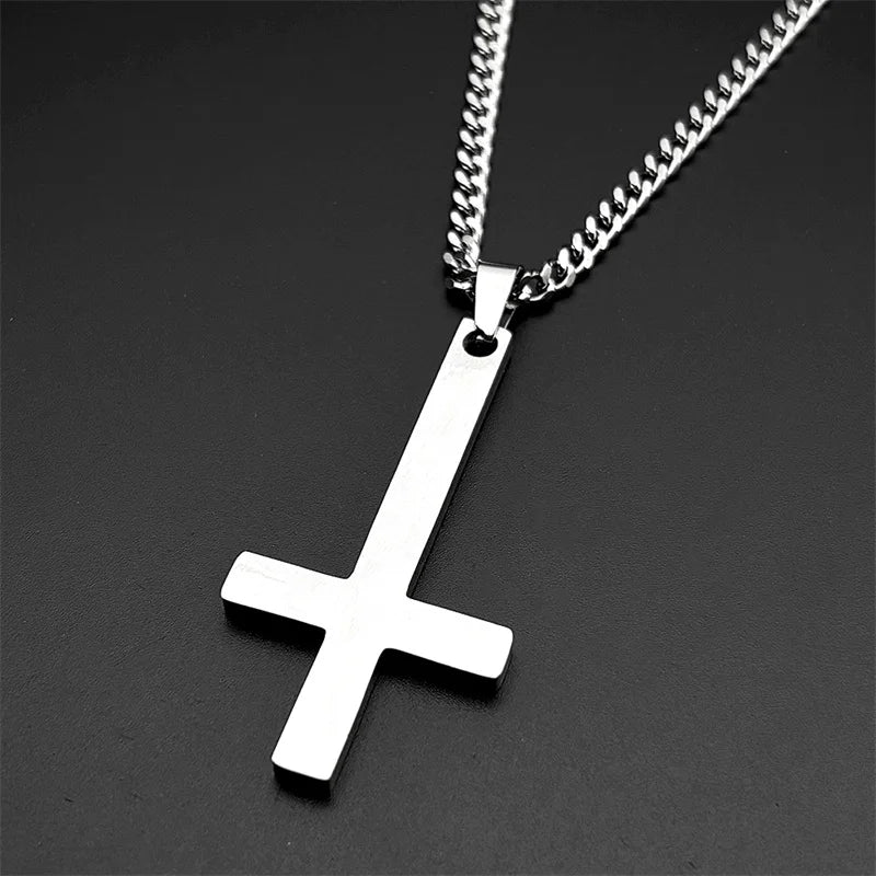 Cross Steel Pendant Upside Down Witchcraft Inverted
