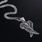 Angel Wing Cross Pendant Necklace — Zinc Alloy