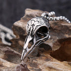 Punk Unique Viking Crow Skull Pendant For Men Vintage Stainless Steel Nordic Animal Necklace Biker Amulet Jewelry