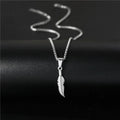 Long Feather Pendant Choker Necklace — Stainless Steel