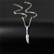Long Feather Pendant Choker Necklace — Stainless Steel