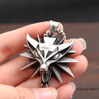 Fashion Vintage Viking Wolf Head Pendant Necklace Mens Punk Biker Stainless Steel Geralt of Rivia Slavic Necklaces