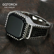 Silver-Tone Turkish Ring with Black Onyx Stone