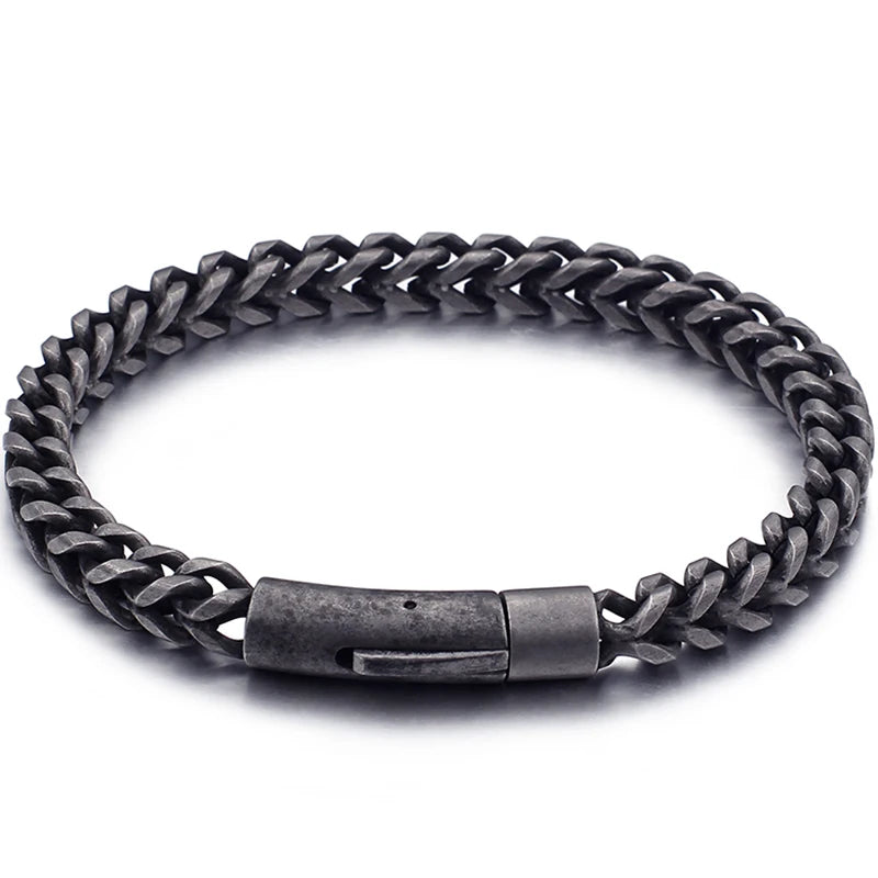 Man Bracelet Homme 12MM Wide Stainless Steel Curb Chain Charm Bracelets On Hand Bands for Men Vintage Mens Jewellery