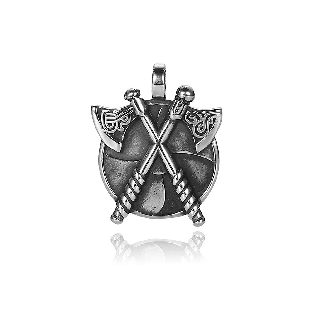 Viking Double Axe Pendant — Stainless Steel