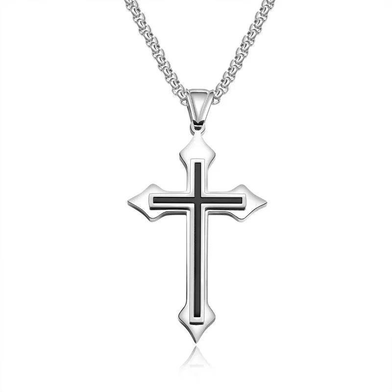 Cross Black Pendant Japanese Korean