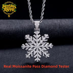 Iced Out Snowflake Pendant — 14K Gold