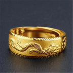 Ring for Man Luxury Engraving Dragon Adjustable Ring Fashion Jewelry Male Two Color Yellow/White Gold Finger Ring Gift
