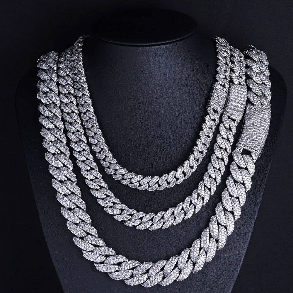 Gold Cuban Chain Necklace Iced Out 18MM 18K