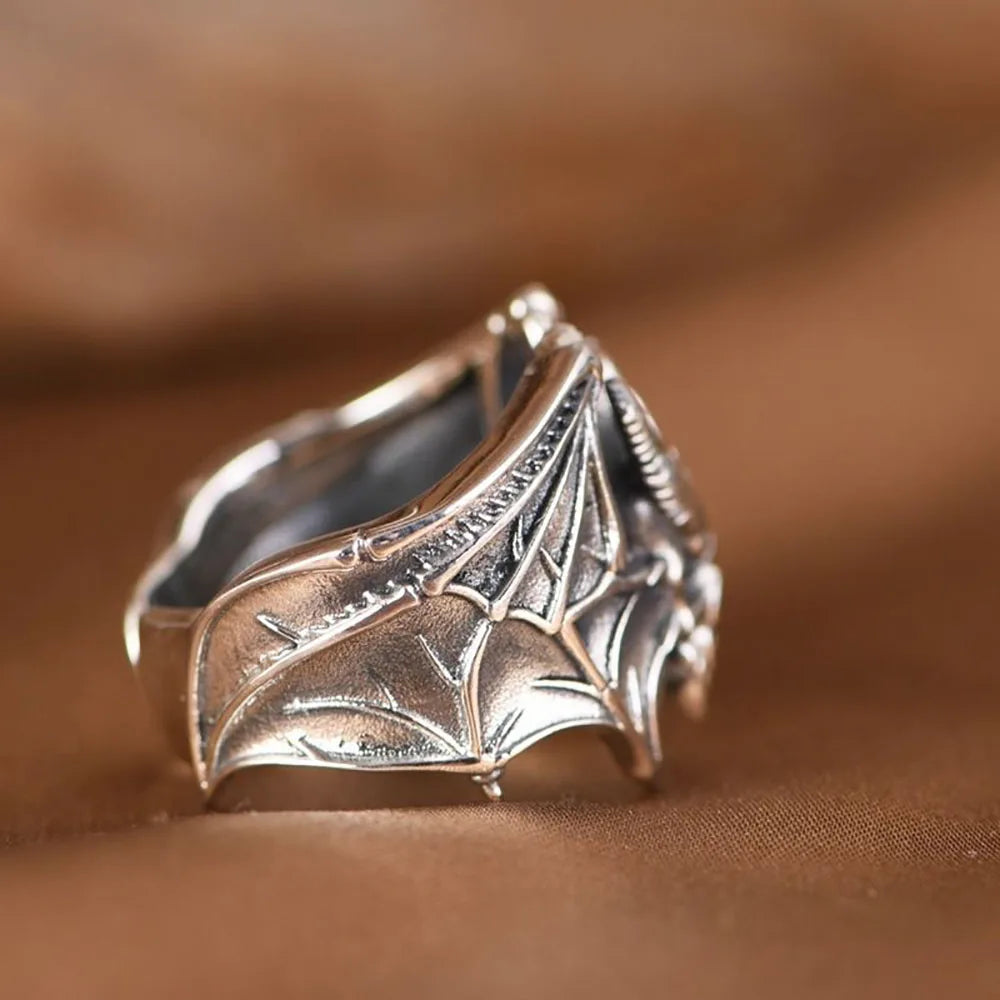 Skull Bat Adjustable Ring Halloween Women Men Punk Biker Cocktail Gothic Fashion Jewelry