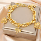 Diana Baby Link Chain Copper Gold Color Bear and Lock Bracelets for Women Wholesale Retail Fashion Jewelry Party