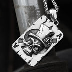 Punk Poker Spade Skull Pendant Necklace — Steel