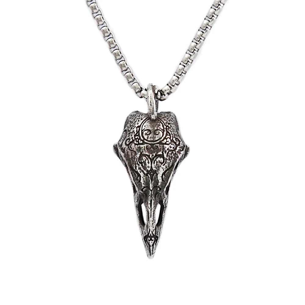Skull Odin Steel Pendant Retro Nordic Crow Gothic