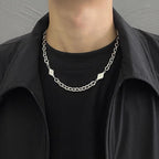 4pcs Personality Trendy Black Zircons Awn Star Cross Pendant Cuban Chain Necklace for Men Friends Hip-hop Punk Jewelry Sets Gift