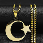 Star Moon Steel Pendant Turkish Necklace Men