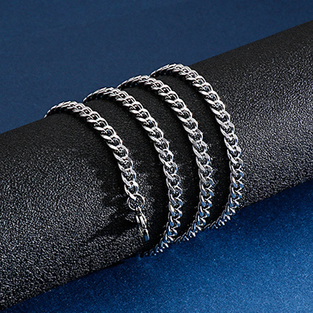 Punk Curb Cuban Link Chain Men Women Stainless Steel Long Necklace Fashion Tide Hip Hop Sweater Accessories Party Jewelry Gifts