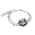 Vintage Domineering Tiger Lion Head Charm Bracelet For Men Women Stainless Steel Fashion Gothic Animal Jewelry Gift