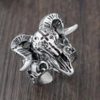Retro Gothic Cross Demon Skull Sheep Head Open Adjustable Ring Men's Punk Religious Alternative Jewelry