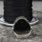 Fashion light luxury inlaid black zircon retro ring two-color men's jewelry
