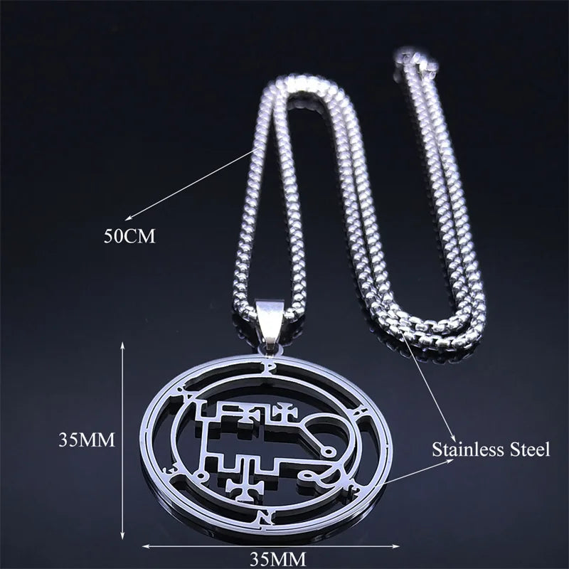 Gothic Demon Silver Pendant Necklace — Stainless Steel