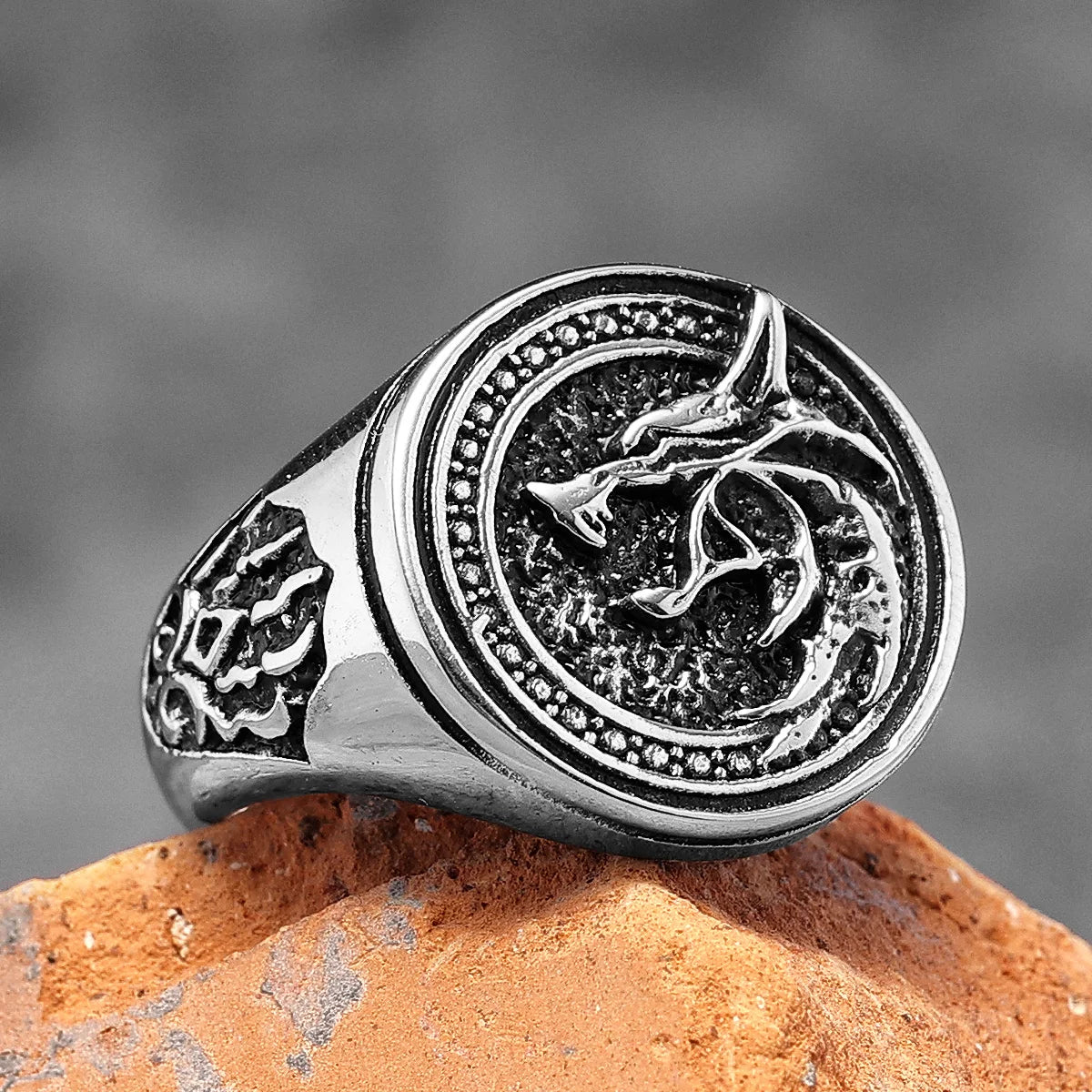 Viking Wizard Wolf Paw Stainless Steel Mens Rings Punk HipHop Unique Trendy for Male Biker Jewelry Creativity Gift