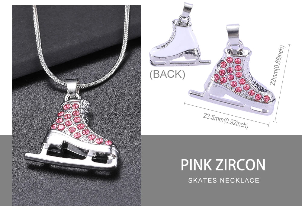 CZ Roller Skate Charm Pendant Necklace for Women