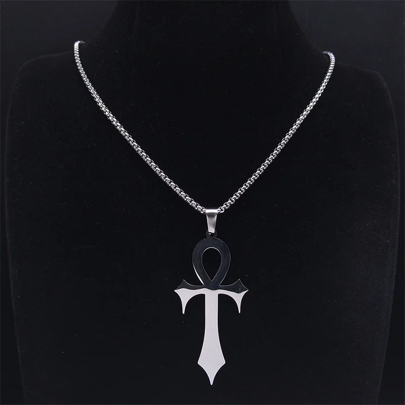 Gothic Ankh Cross Pendant Necklace — Stainless Steel