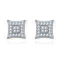 Iced Out Square Stud Earrings — 925 Silver