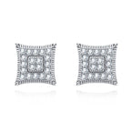 Iced Out Square Stud Earrings — 925 Silver