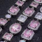 Two-Tone Iced Out Chain Necklace Opal Pink CZ