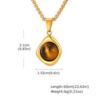 Tiger Eye Stone Stainless Steel Pendant Necklace