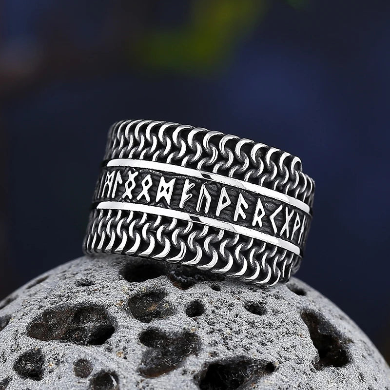 Vintage 2022 New 316L Stainless Steel Odin Norse Viking Amulet Rune MEN Ring Fashion Words Retro Jewelry Boyfriend Gift
