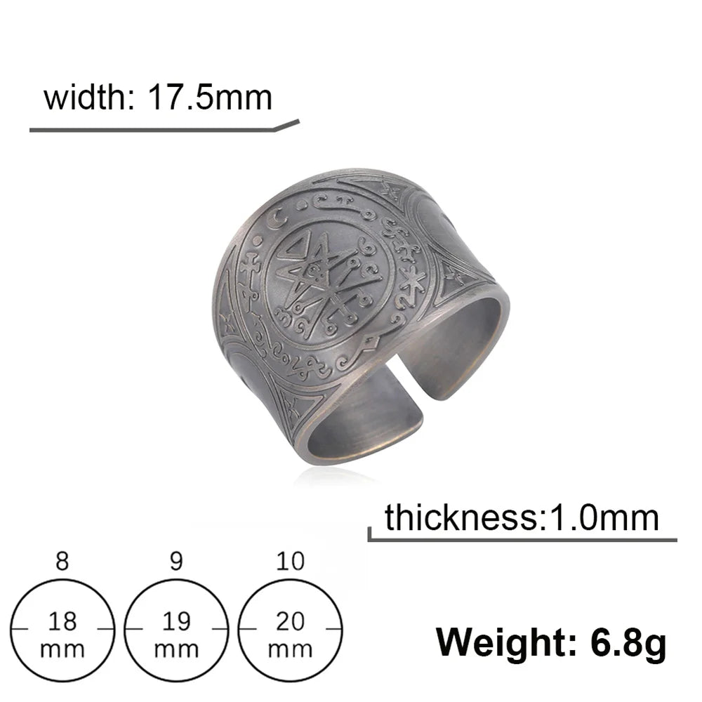 My Shape Vintage Solomon Rings Seal of The 7 Archangels Rings for Men Bronze Copper Ring Viking Rune Finger Ring Amulet Jewelry