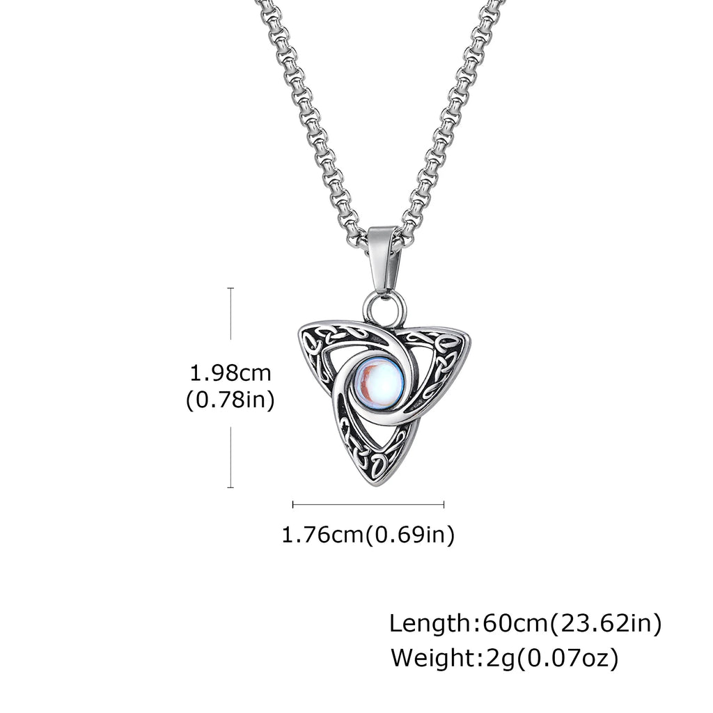 Men's Silver Color Geometric Pendant Necklace, Non Fading Stainless Steel Compass Necklace with Chain, Stylish Jewelry